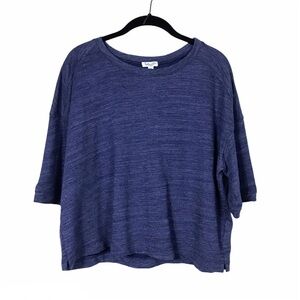 Splendid Blue Short Sleeve Cropped Terry Knit Top